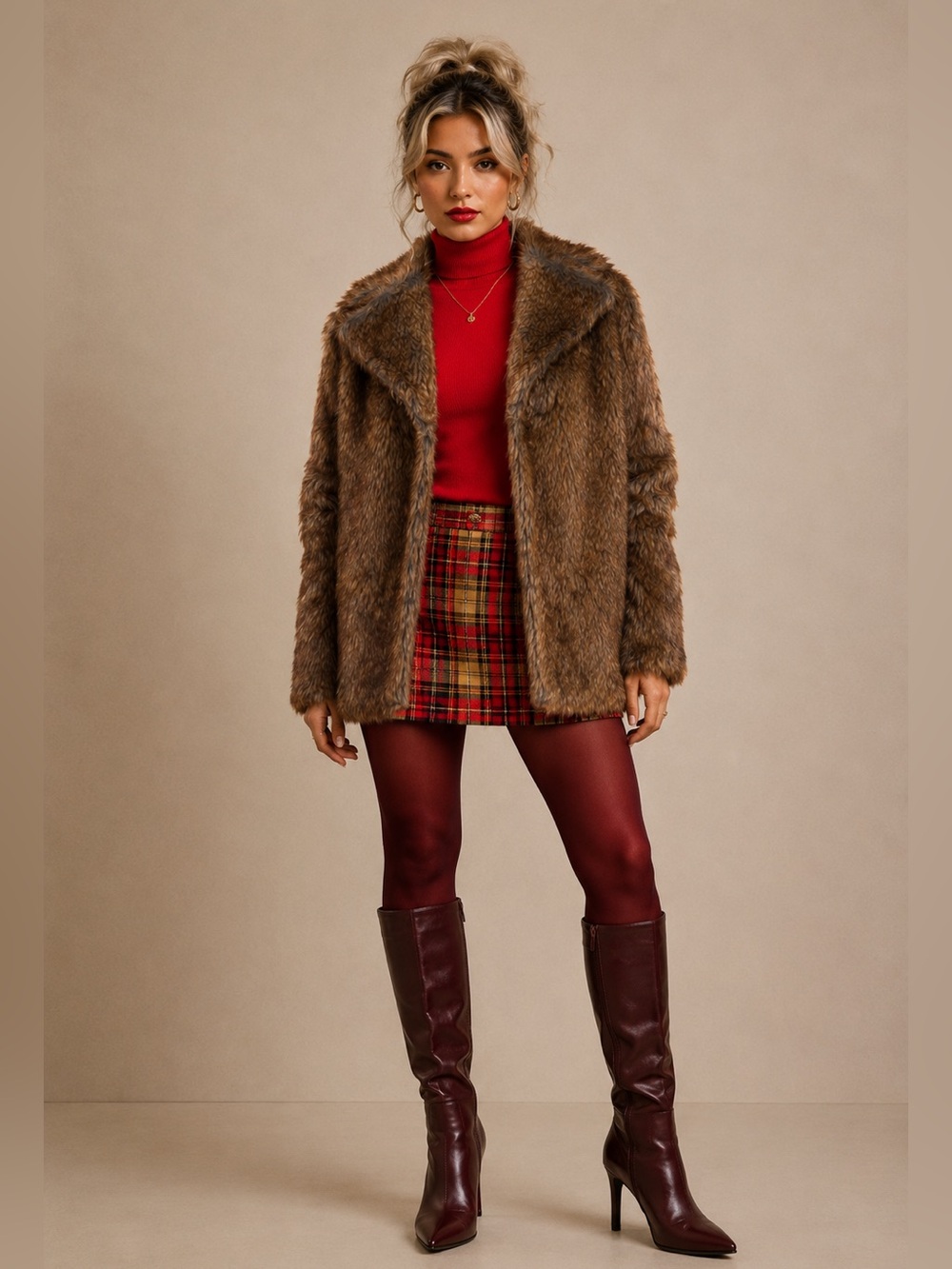 Reformation Faux Fur Brown Plush Jacket Preppy Mob Wife Hippie 70s Glam Retro